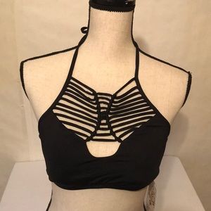 Becca by Rebecca virtue hi neck bikini Sz L black